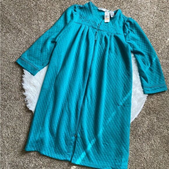 Jasmine Rose Zip Front Coverup Housecoat Robe Nightgown Pajamas New Petite Small - Picture 1 of 11